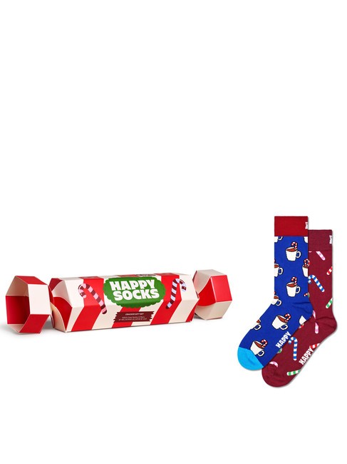 HAPPY SOCKS HOLIDAY STRIPED CRACKER Gift set calze 2 paia dark red - Calze Uomo