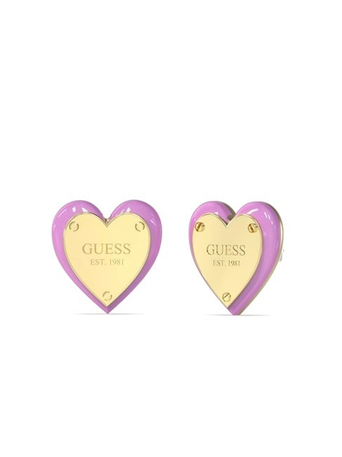 GUESS ALL YOU NEED IS LOVE Orecchini a cuore con logo yellow gold/pink - Orecchini