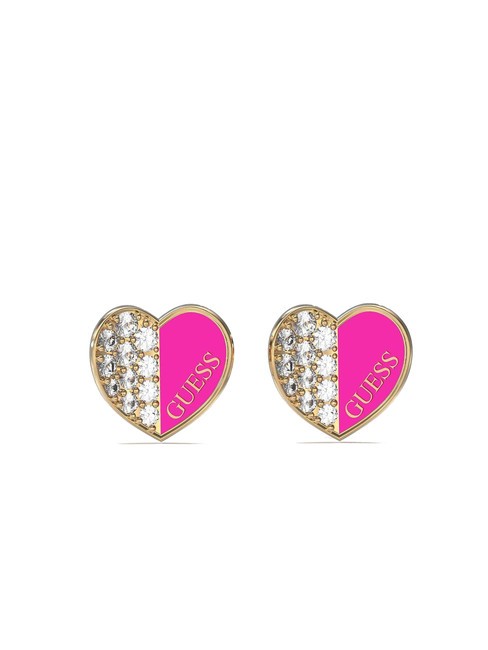 GUESS LOVELY GUESS Orecchini a cuore con cristalli yellow gold/fuchsia - Orecchini