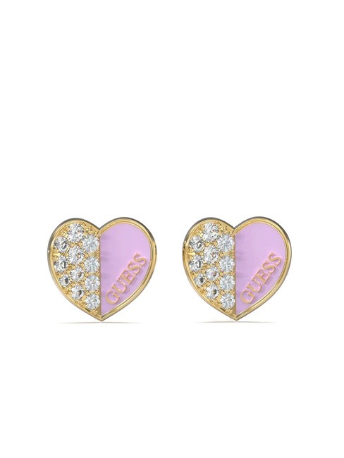 GUESS LOVELY GUESS Orecchini a cuore con cristalli yellow gold/lilac - Orecchini