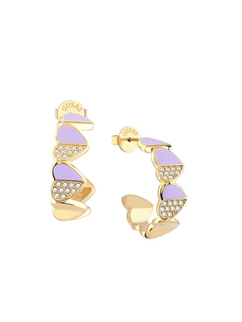 GUESS LOVELY GUESS Orecchini cuoricini smaltati yellow gold/lilac - Orecchini