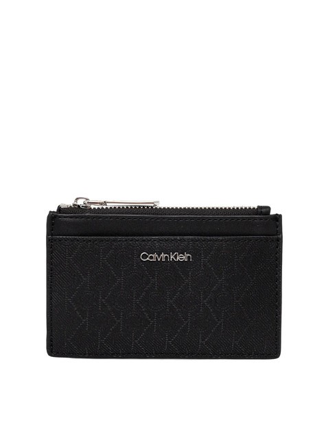 CALVIN KLEIN CK MUST Portacarte piatto con zip blackmono - Portafogli Donna