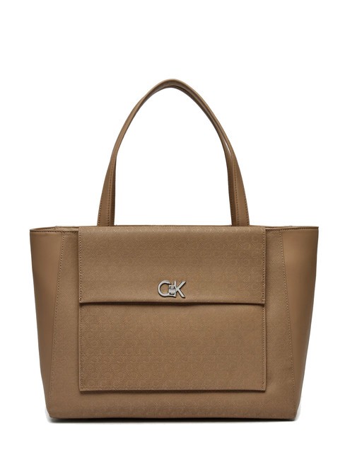 CALVIN KLEIN CK MEDIUM Borsa a spalla con zip amphora mono pu - Borse Donna