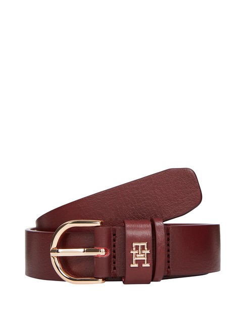 TOMMY HILFIGER ESSENTIAL EFFORTLESS Cintura in pelle Made in Italy oxblood - Cinture