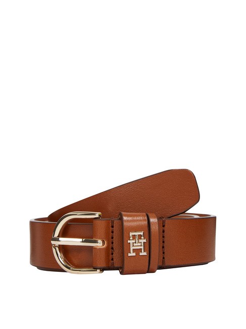 TOMMY HILFIGER ESSENTIAL EFFORTLESS Cintura in pelle Made in Italy cognac - Cinture