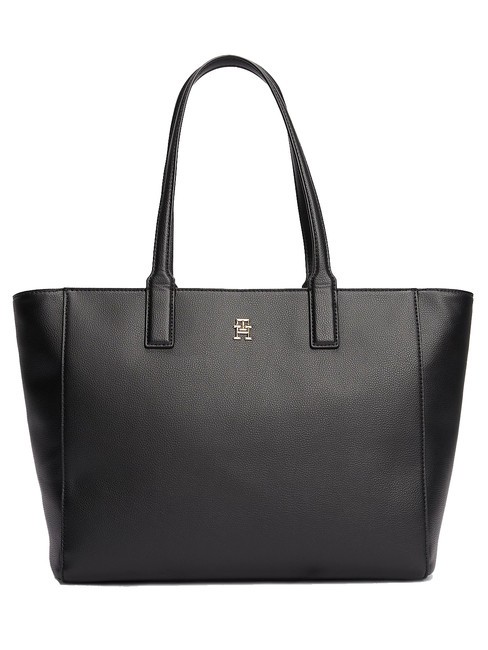 TOMMY HILFIGER TH SOFT LOGO Shopping Bag black - Borse Donna