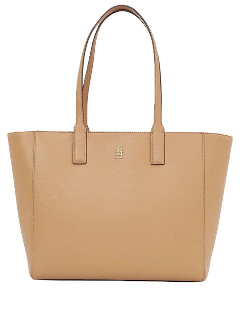 TOMMY HILFIGER TH SOFT LOGO Shopping Bag safari canvas - Borse Donna