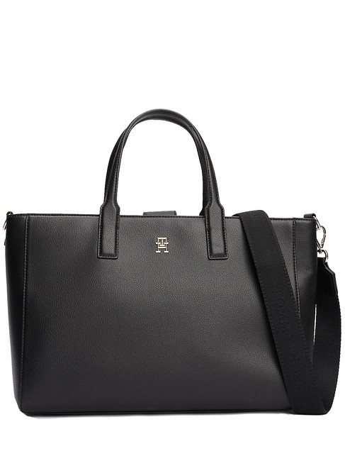 TOMMY HILFIGER TH SOFT LOGOTAPE Shopper a mano, con tracolla black - Borse Donna