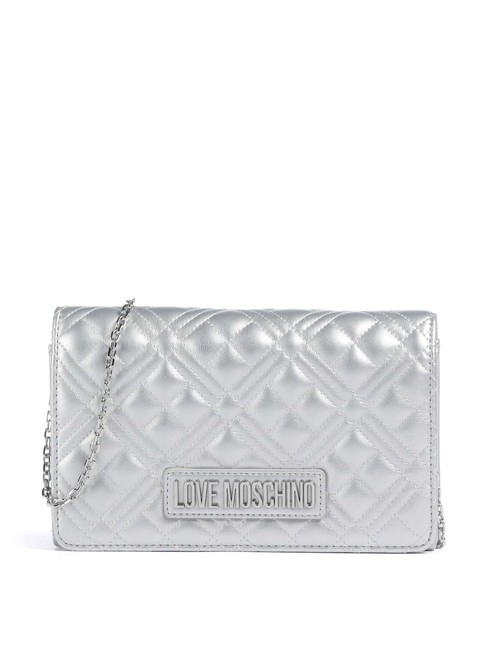 LOVE MOSCHINO QUILTED Pochette con tracolla catena silver - Borse Donna