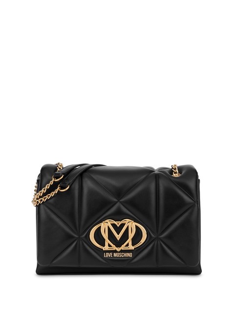 LOVE MOSCHINO GEOMETRIC Borsa convertible con flap Nero - Borse Donna