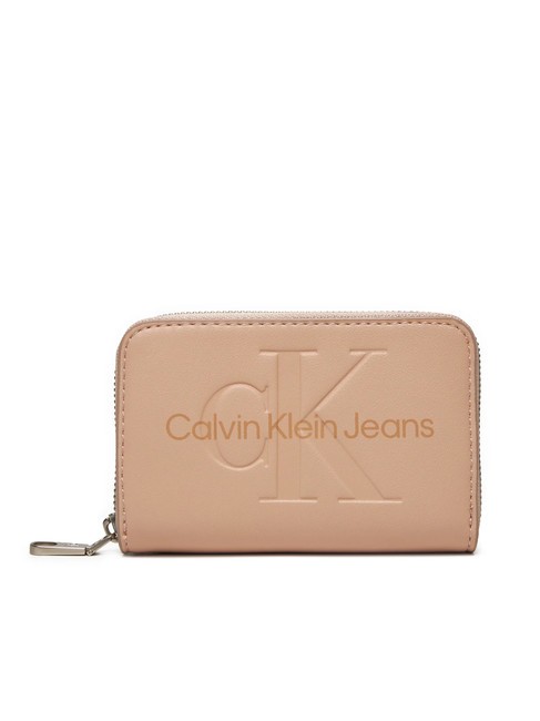 CALVIN KLEIN SCULPTED Portafoglio zip around rose dust - Portafogli Donna