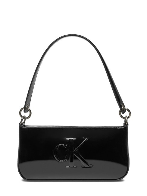 CALVIN KLEIN SCULPTED Borsa a spalla effetto vernice pvh black - Borse Donna