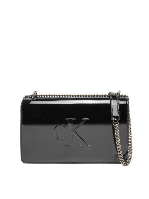 CALVIN KLEIN SCULPTED Borsa  convertible effetto vernice pvh black - Borse Donna