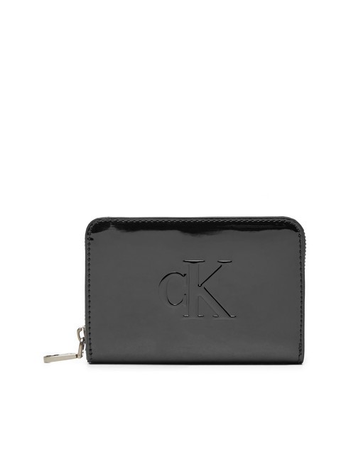 CALVIN KLEIN SCULPTED Portafoglio medio effetto vernice pvh black - Portafogli Donna