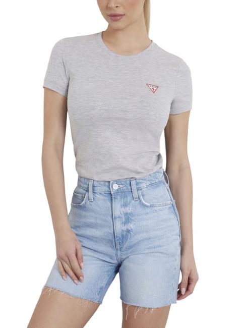 GUESS MINI TRIANGLE T-shirt slim fit light melange grey m - T-shirt e Top Donna