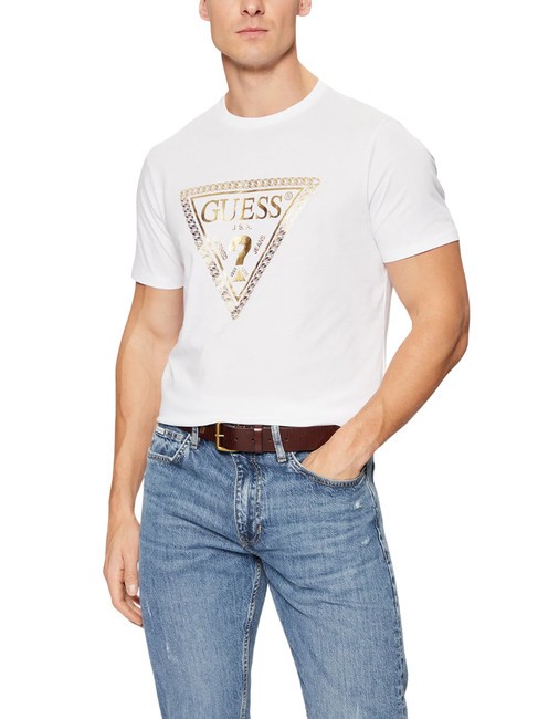 GUESS SS BSC CHAIN TRILOGO T-Shirt in cotone purwhite - T-shirt Uomo