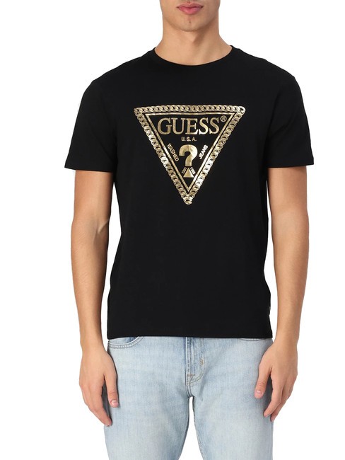 GUESS SS BSC CHAIN TRILOGO T-Shirt in cotone jetbla - T-shirt Uomo