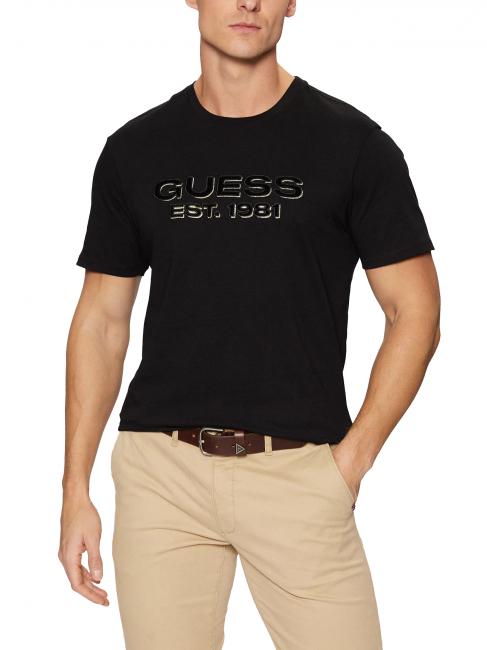 GUESS SS BSC VELVET LOGO  T-Shirt in cotone jetbla - T-shirt Uomo