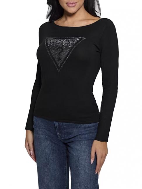 GUESS LS TRIANGLE  Maglia con logo jetbla - Maglie Donna