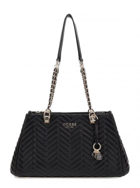 GUESS ANNING Borsa trapuntata manici catena NERO - Borse Donna