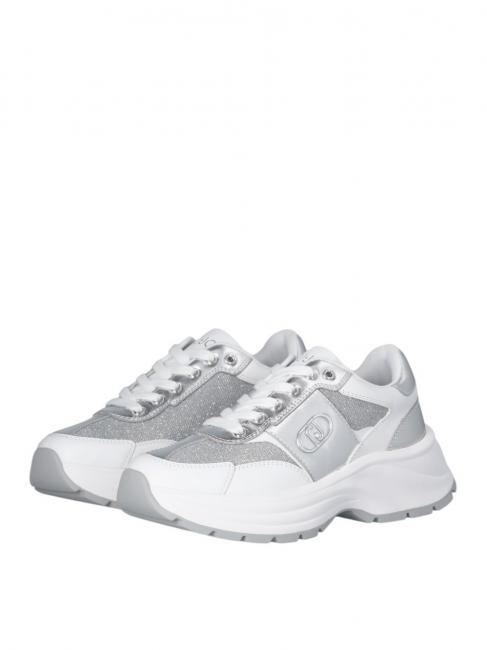 LIUJO EVA 02 Sneakers in pelle e lurex white/silver - Scarpe Donna