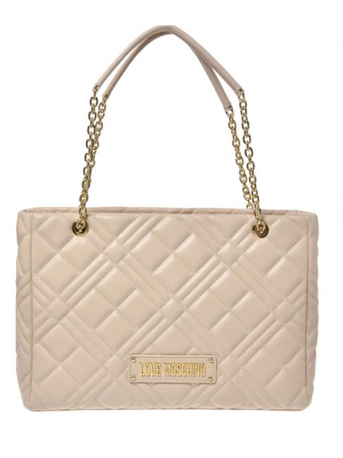 LOVE MOSCHINO QUILTED Borsa shopping manici catena avorio - Borse Donna