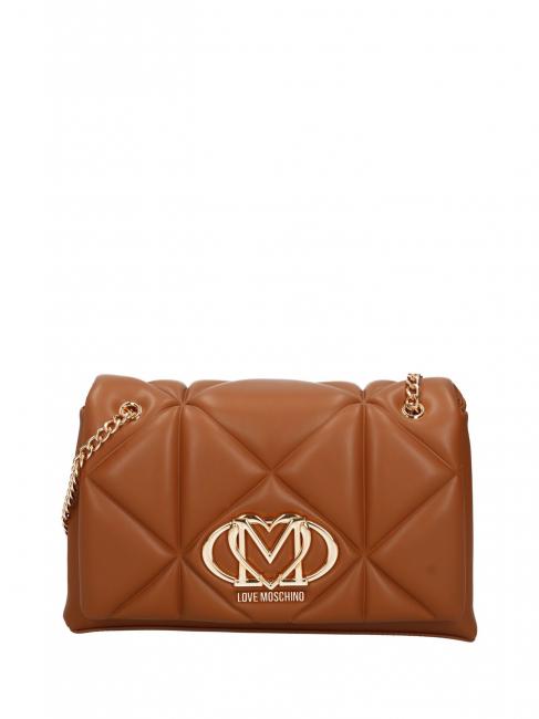 LOVE MOSCHINO GEOMETRIC Borsa convertible con flap cammello - Borse Donna