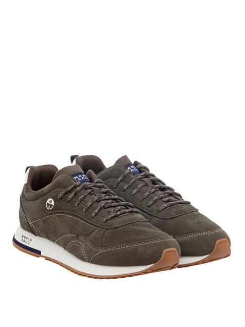 NORTH SAILS TAILER SUEDE Sneakers in pelle khaki-off white-navy023 - Scarpe Uomo