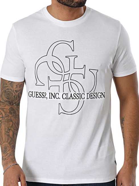 GUESS SS BSC CLASSIC QUATTRO T-Shirt in cotone purwhite - T-shirt Uomo