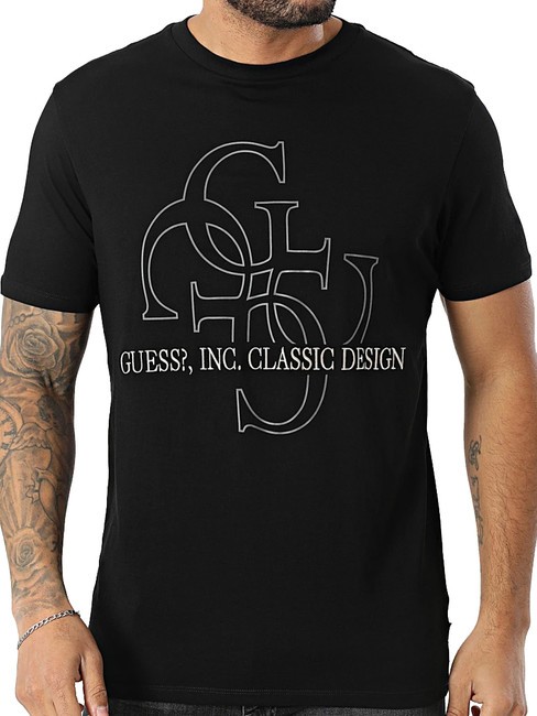 GUESS SS BSC CLASSIC QUATTRO T-Shirt in cotone jetbla - T-shirt Uomo