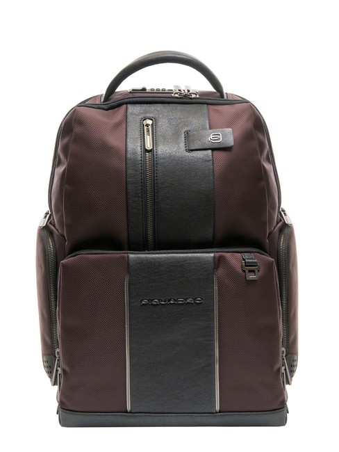 PIQUADRO BRIEF 2 Zaino porta PC 15,6", in pelle, con sistema antifurto marrone/nero - Zaini da lavoro porta PC