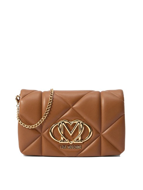 LOVE MOSCHINO GEOMETRIC Pochette con tracolla catena cammello - Borse Donna