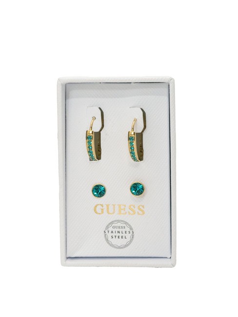 GUESS TOC Due paia di orecchini: cerchietti e punti luce yellow gold/green - Orecchini