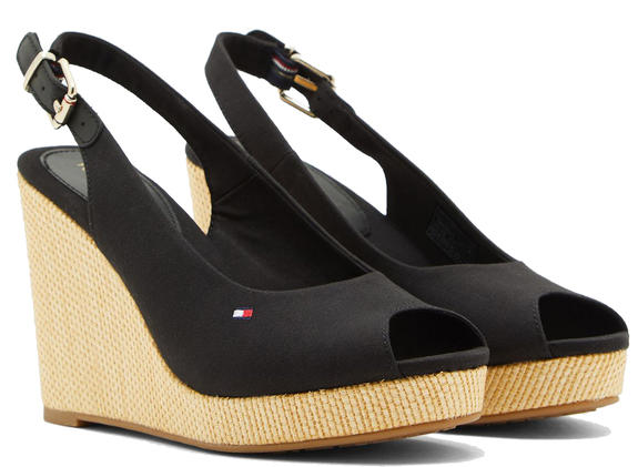 TOMMY HILFIGER ELENA Sandali alti con zeppa NERO - Scarpe Donna