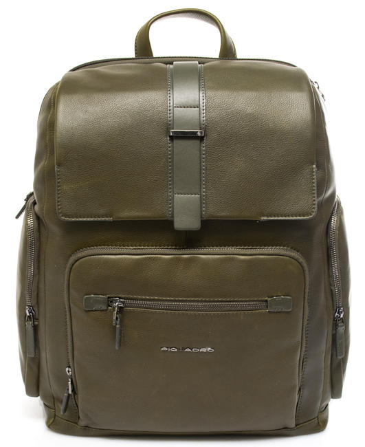 PIQUADRO BAE Zaino in pelle porta pc 15,6"/Ipad 9,7"/ VERDE - Zaini da lavoro porta PC