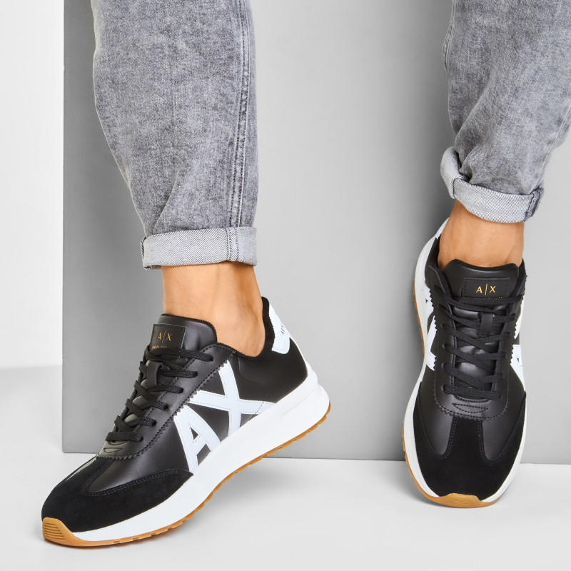 Armani Exchange Ax Sneakers Running Da Uomo Black / Opt White