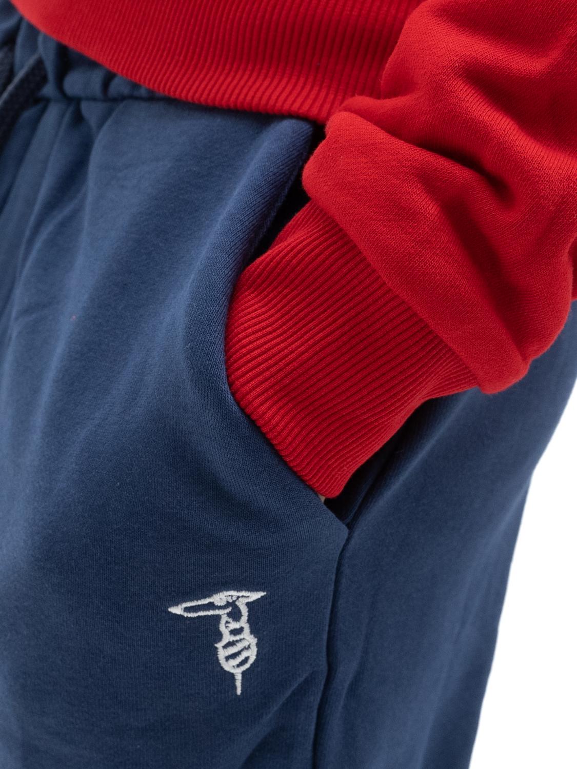 Trussardi pantalone tuta blu bambino in cotone con logo lungo la gamba e  sul retro