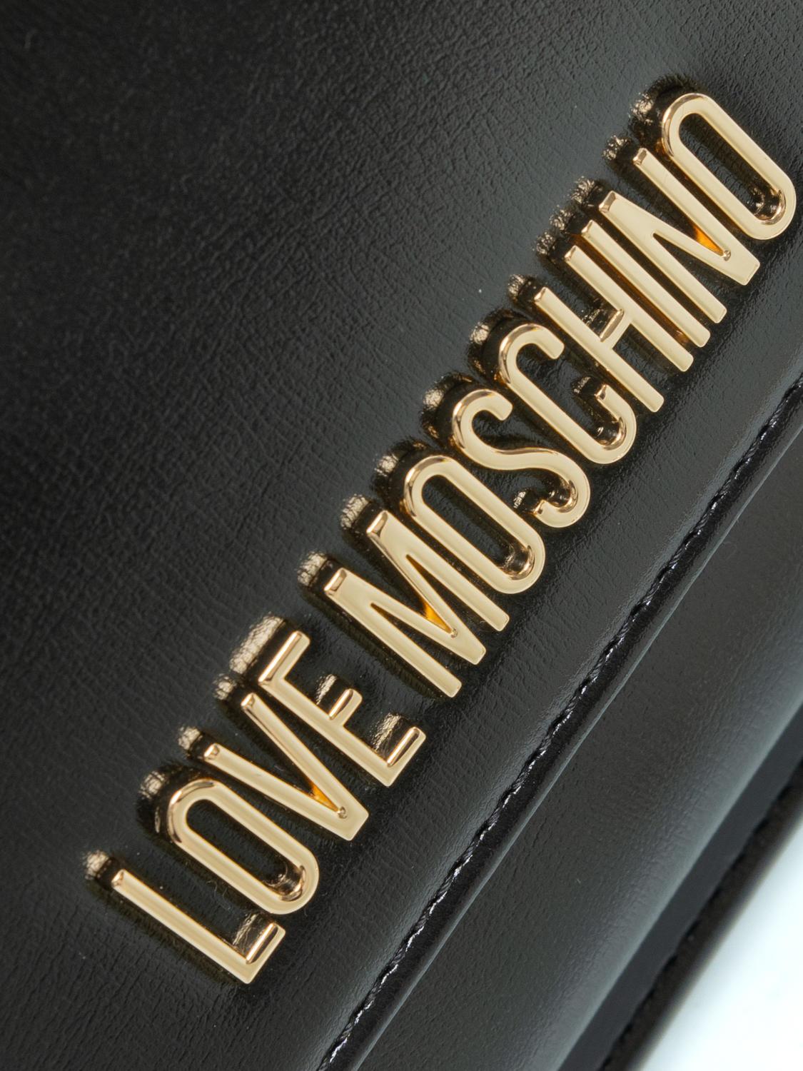 Borsa donna con tracolla in catena Love Moschino, nera