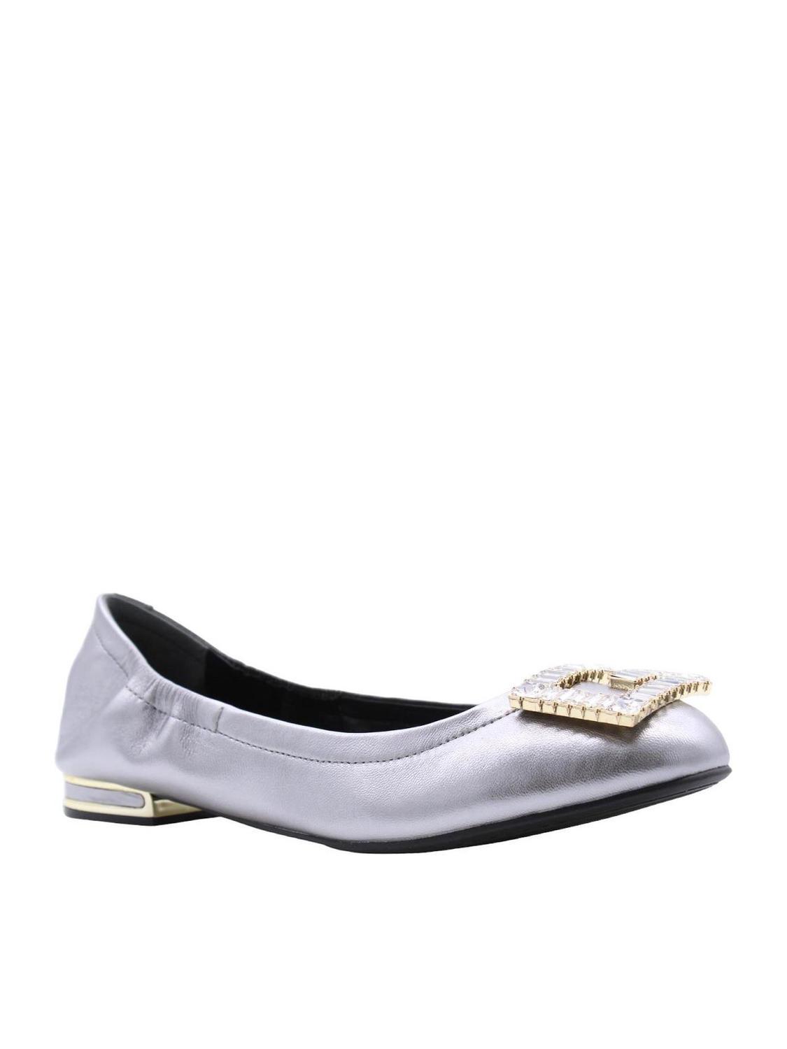 Guess Mickle Ballerine In Pelle Pewter Acquista A Prezzi Outlet